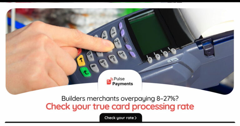 Builders merchant card machine payment showing card processing costs UK trade counter